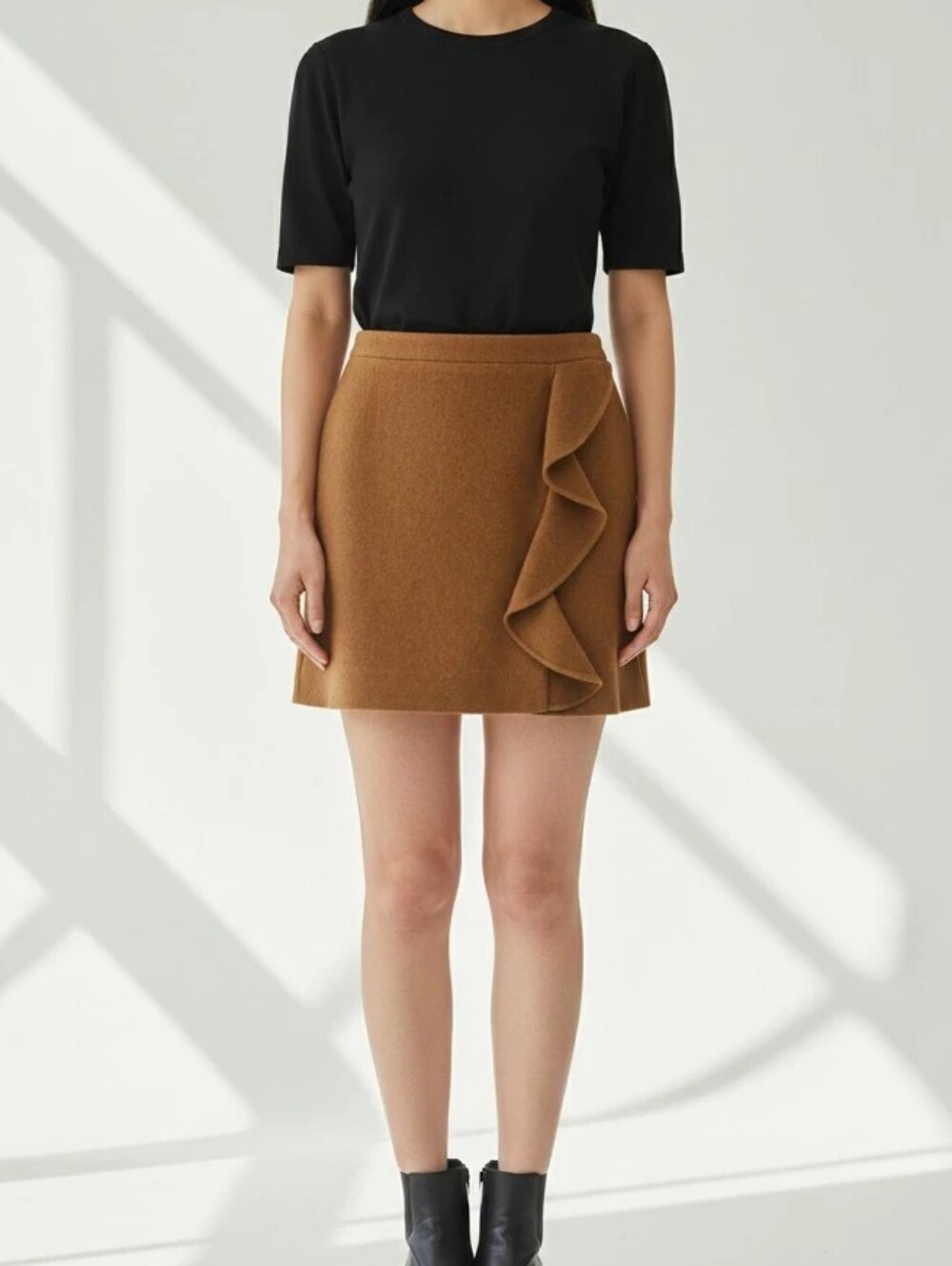 J. CREW Mercantile Carmel Color Skirt Accent Ruffle